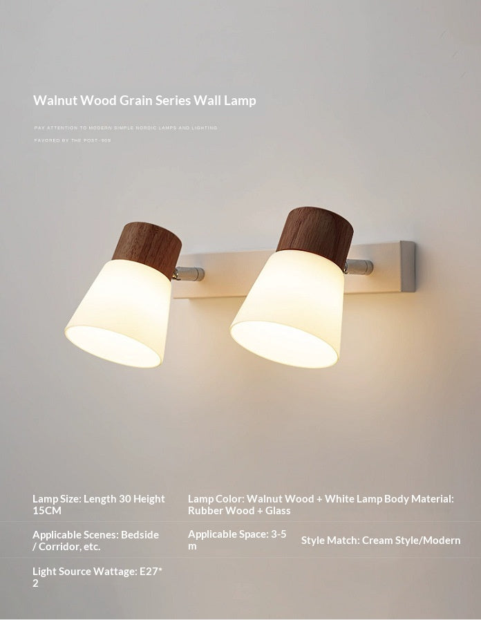 Aplique de Pared en Madera Natural y Cristal Estilo Japonés