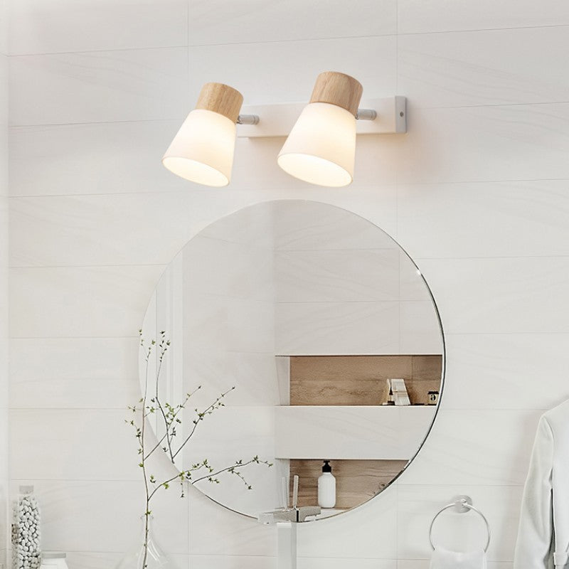Aplique de Pared en Madera Natural y Cristal Estilo Japonés