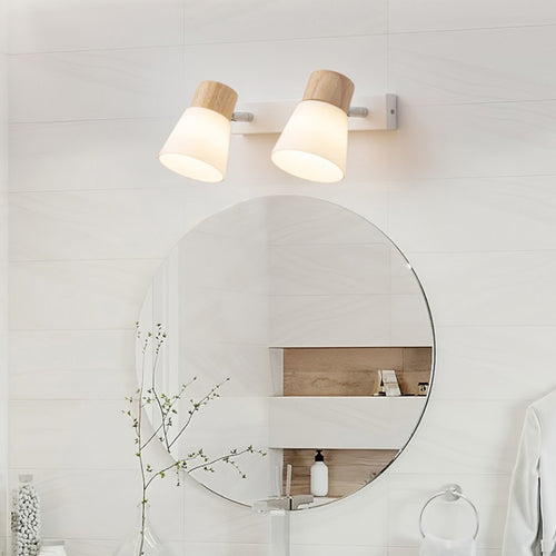 Aplique de Pared en Madera Natural y Cristal Estilo Japonés